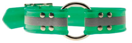 Leather Brothers SunGlo 1.5 Wide Reflective Ring-in-Center Collars (Green 23)