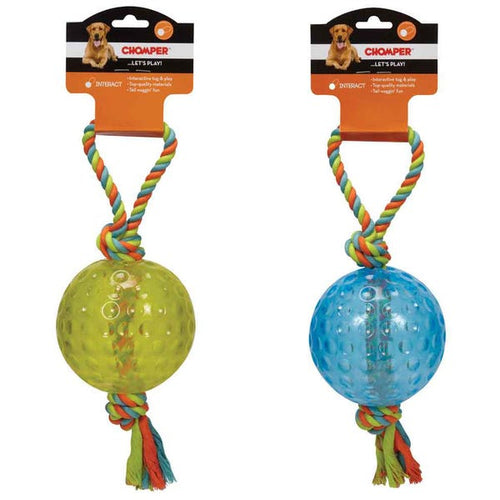 Boss PetEdge Chomper 5 TPR Ball with Rope Tugs Dog Toy
