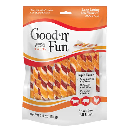 Good 'n' Fun Triple Flavor Twists Dog Treats
