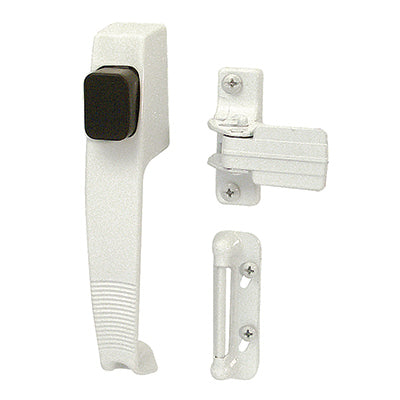 Prime Line Push Button Screen or Storm Door Latch with Tie Down, White, Pack of 1